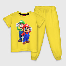 Пижама хлопковая детская Mario Bros, цвет: желтый