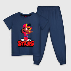 Пижама хлопковая детская Meg Brawl Stars Мэг, цвет: тёмно-синий
