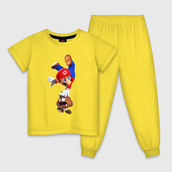 Пижама хлопковая детская Goomba Hit, цвет: желтый