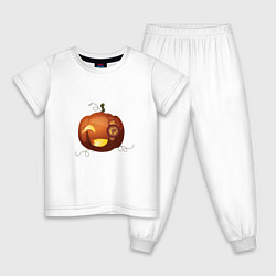 Пижама хлопковая детская Стимпанк-тыква на хэллоуин, цвет: белый