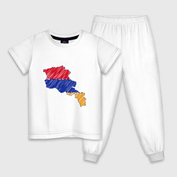 Пижама хлопковая детская Карта Армения, цвет: белый