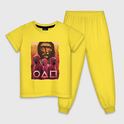 Пижама хлопковая детская Ведущий игры в кальмара, цвет: желтый