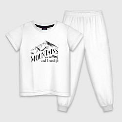 Пижама хлопковая детская Горы зовут в Шерегеш, цвет: белый