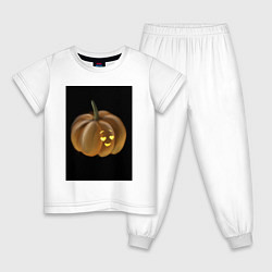 Пижама хлопковая детская Хеллоуин тыква на хэллоуин Helloween, цвет: белый
