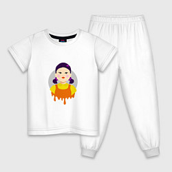 Пижама хлопковая детская Игра в кальмара: Кукла, цвет: белый