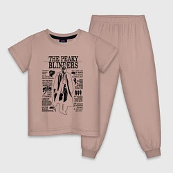 Пижама хлопковая детская The Peaky Blinders Shelby, цвет: пыльно-розовый