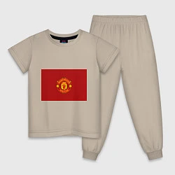 Пижама хлопковая детская Manchester United F C, цвет: миндальный