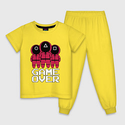 Пижама хлопковая детская ИГРА В КАЛЬМАРА КОНЕЦ ИГРЫ SQUID GAME GAME OVER, цвет: желтый