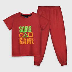 Пижама хлопковая детская Game - Кальмар, цвет: красный
