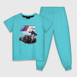 Пижама хлопковая детская BMW M POWER Motorsport Racing Team, цвет: бирюзовый