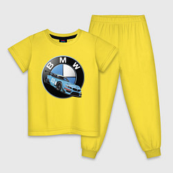 Пижама хлопковая детская BMW самая престижная марка автомобиля, цвет: желтый
