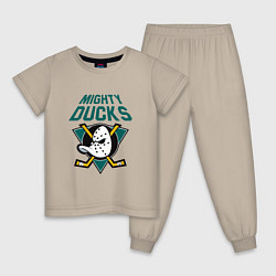Пижама хлопковая детская Анахайм Дакс, Mighty Ducks, цвет: миндальный