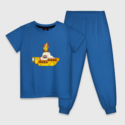Пижама хлопковая детская The Beatles Yellow Submarine в дудл стиле, цвет: синий