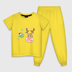 Пижама хлопковая детская Вирус и олень, цвет: желтый