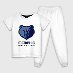 Пижама хлопковая детская Мемфис Гриззлис, Memphis Grizzlies, цвет: белый