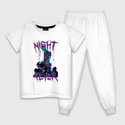 Пижама хлопковая детская Night Fever, цвет: белый