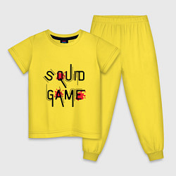 Пижама хлопковая детская Blood Squid Game, цвет: желтый