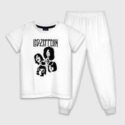 Пижама хлопковая детская Участники группы Led Zeppelin, цвет: белый