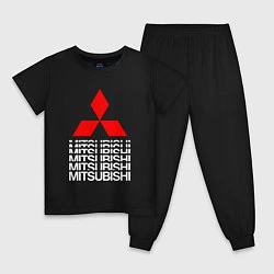 Пижама хлопковая детская MITSUBISHI МИЦУБИСИ МИТСУБИСИ МИЦУБИШИ LOGO STYLE, цвет: черный