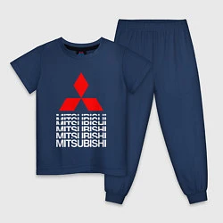 Пижама хлопковая детская MITSUBISHI МИЦУБИСИ МИТСУБИСИ МИЦУБИШИ LOGO STYLE, цвет: тёмно-синий