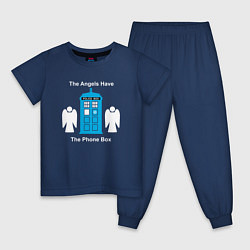 Пижама хлопковая детская Доктор кто ангелы, цвет: тёмно-синий
