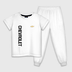 Пижама хлопковая детская Шевроле Логотип, цвет: белый