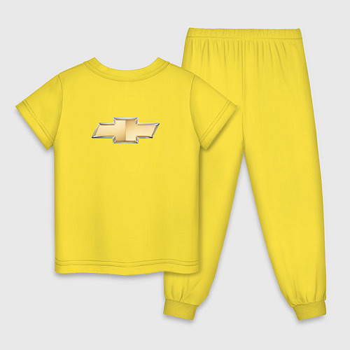 Детская пижама Chevrolet Лого Эмблема спина / Желтый – фото 2