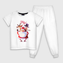 Пижама хлопковая детская НОВОГОДНИЕ ГЕРОИ ЗИМА БЛИЗКО 2022, цвет: белый