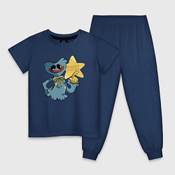 Пижама хлопковая детская Huggy Wuggy Playtime, цвет: тёмно-синий