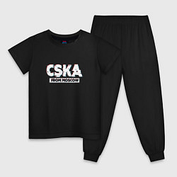 Пижама хлопковая детская ЦСКА CSKA Глитч, цвет: черный