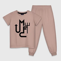 Пижама хлопковая детская Манчестер Юнайтед минимализм, цвет: пыльно-розовый