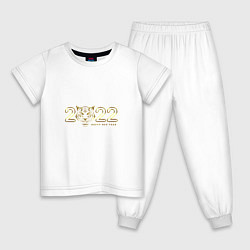 Пижама хлопковая детская Символ года тигркнок 2022, цвет: белый