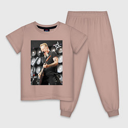 Пижама хлопковая детская James Alan Hatfield - Metallica, цвет: пыльно-розовый