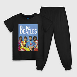 Пижама хлопковая детская The Beatles - world legend!, цвет: черный