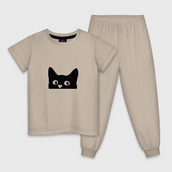 Пижама хлопковая детская Котяра cat, цвет: миндальный