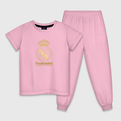 Пижама хлопковая детская Real Madrid gold logo, цвет: светло-розовый