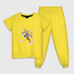 Пижама хлопковая детская Кэ Цин в бою, цвет: желтый