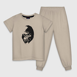 Пижама хлопковая детская Angry Monkey Cotton Theme, цвет: миндальный