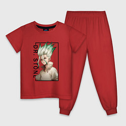 Пижама хлопковая детская Доктор Стоун Сенку Ишигами, цвет: красный