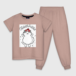 Пижама хлопковая детская Кот Куся обнимашки VLG, цвет: пыльно-розовый