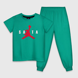 Пижама хлопковая детская AIR SANTA - ЭЙР САНТА, цвет: зеленый