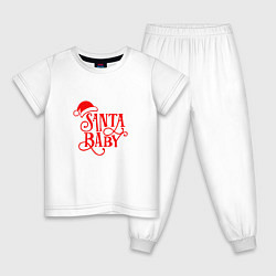 Пижама хлопковая детская Санта беби новый 2022 год, цвет: белый
