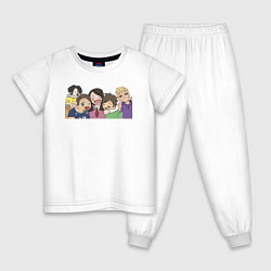 Пижама хлопковая детская Групповое фото, цвет: белый