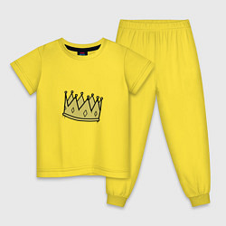 Пижама хлопковая детская Граффити царь, цвет: желтый