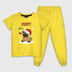 Пижама хлопковая детская Щенячий восторг, цвет: желтый