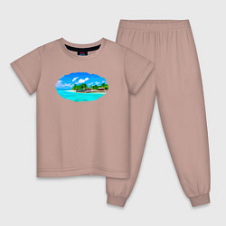 Пижама хлопковая детская Пляж Bounty, цвет: пыльно-розовый
