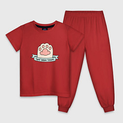 Пижама хлопковая детская Лапка кота, цвет: красный