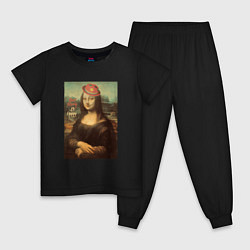 Пижама хлопковая детская Dont Worry Be Happy Мона Лиза, цвет: черный
