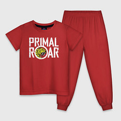 Пижама хлопковая детская PRIMAL ROAR logo, цвет: красный