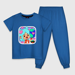 Пижама хлопковая детская Toca Boca game Тока Бока Рита, цвет: синий